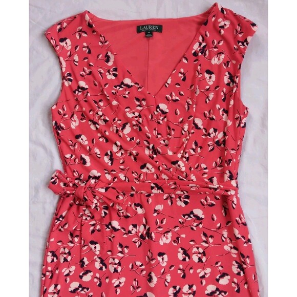 Lauren Ralph Lauren Red Floral Dress Shift Stretch Career Women's Size 12 - Picture 2 of 10